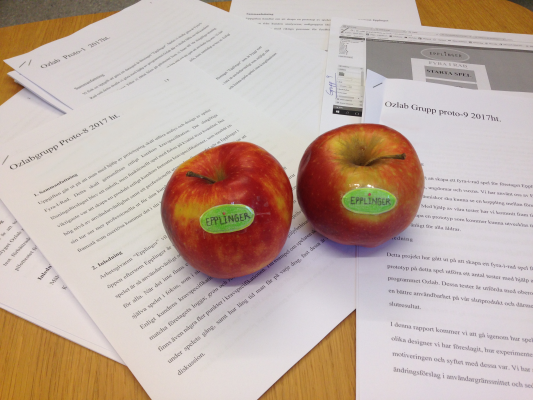 Funny student interpretation with real apples as logos for company Epplinger