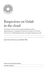 Front page for the report "Perspectives on Ozlab in the Cloud - A litterature review" published autumn 2014.