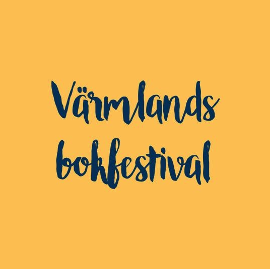 Värmlands bokfestival logotyp på gul bakgrund