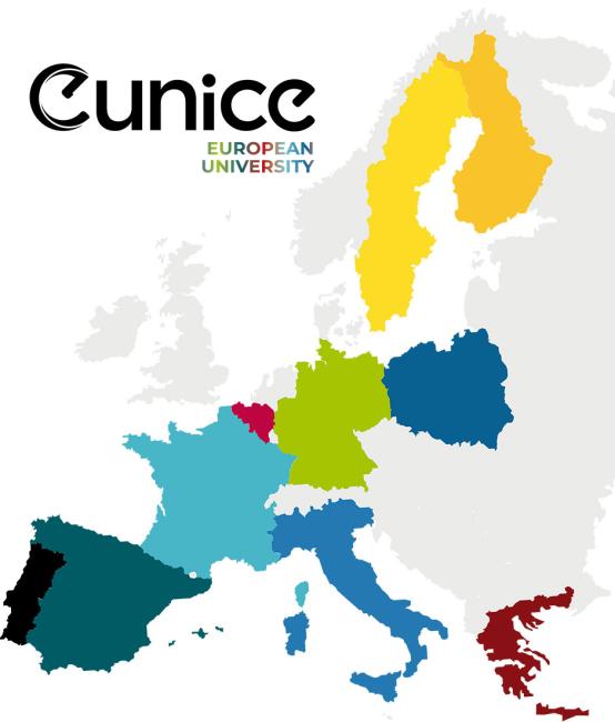 Karta på medlemsländerna i Eunice